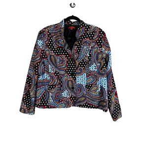 Retro Floral Jacket XL Black Paisley 80s Boho Western Boho Indie Folk Hippie 80s